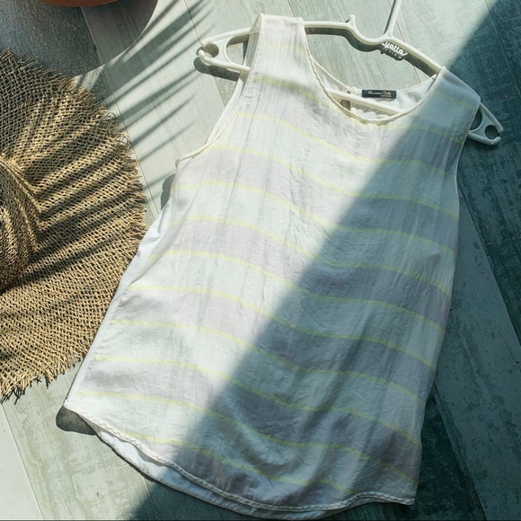 Massimo Dutti 100% Genuine Silk Blouse Gray Striped Top Italy - Picture 7 of 16